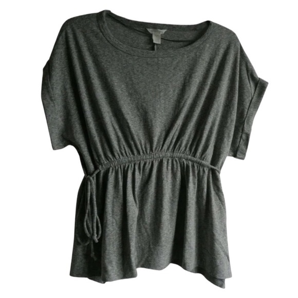 Caslon Comfy Side Tie Waist Top Petite Small Gray Cotton Blend Blouse NWT - Picture 4 of 14